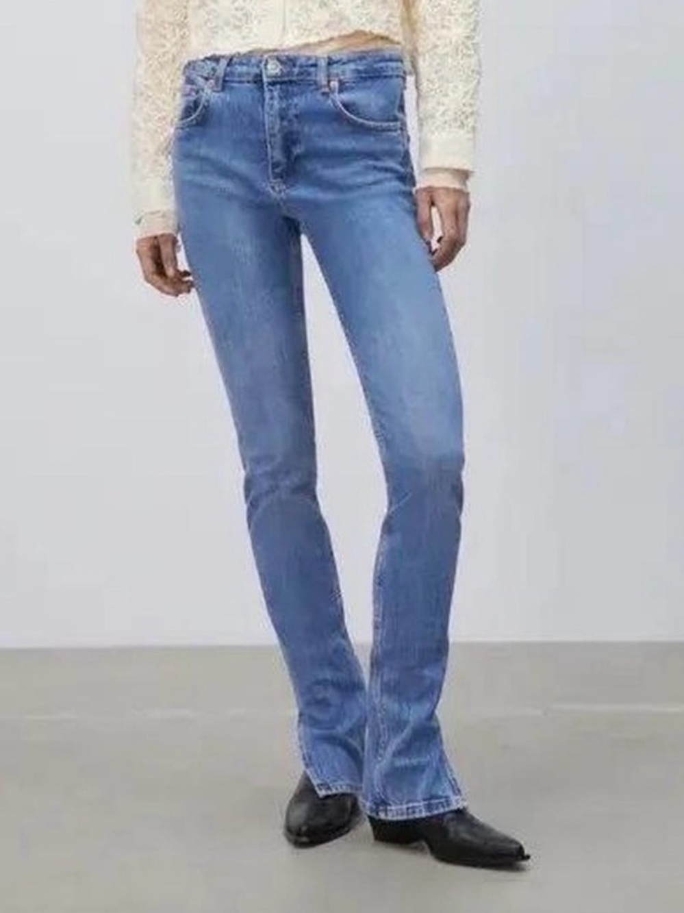 ZARA STRETCH SLIT HIGH RISE JEANS